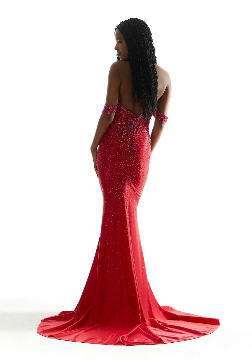 Morilee Off Shoulder Long Heat Stone Prom Dress 49031 - Image 2