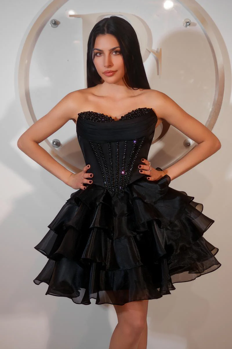 Portia and Scarlett Strapless Corset Ruffle HoCo Dress PS25796 - Image 3