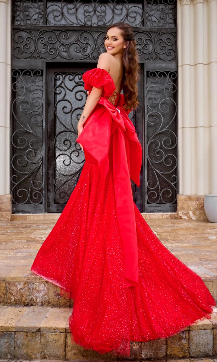 Portia and Scarlett Puff Sleeve Ball Gown PS24066 - Image 11