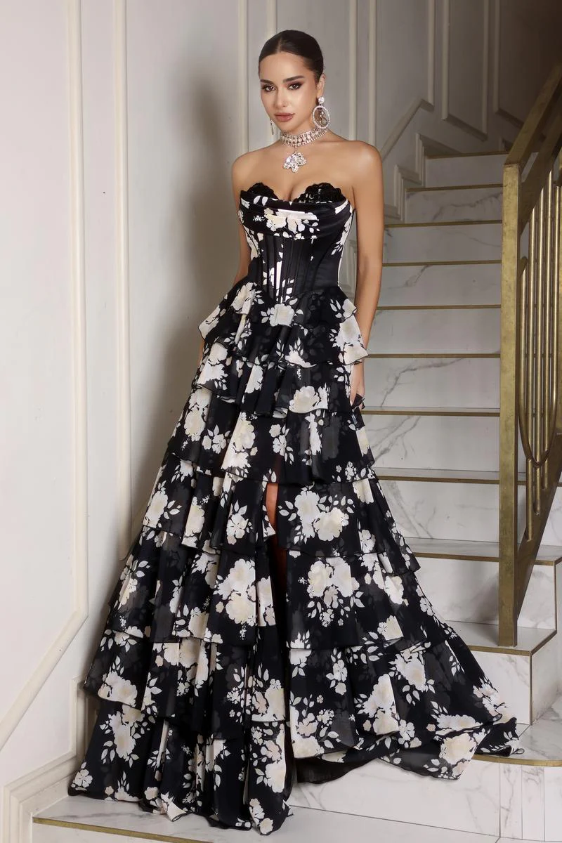 Portia & Scarlett A-Line Floral Print Prom Dress PS25960 - Image 15
