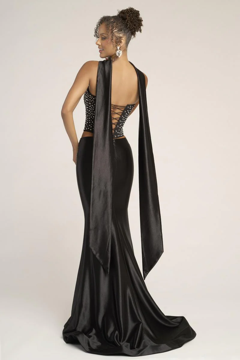 Portia and Scarlett Two Piece Corset Prom Dress with Scarf PS26042 - Image 11