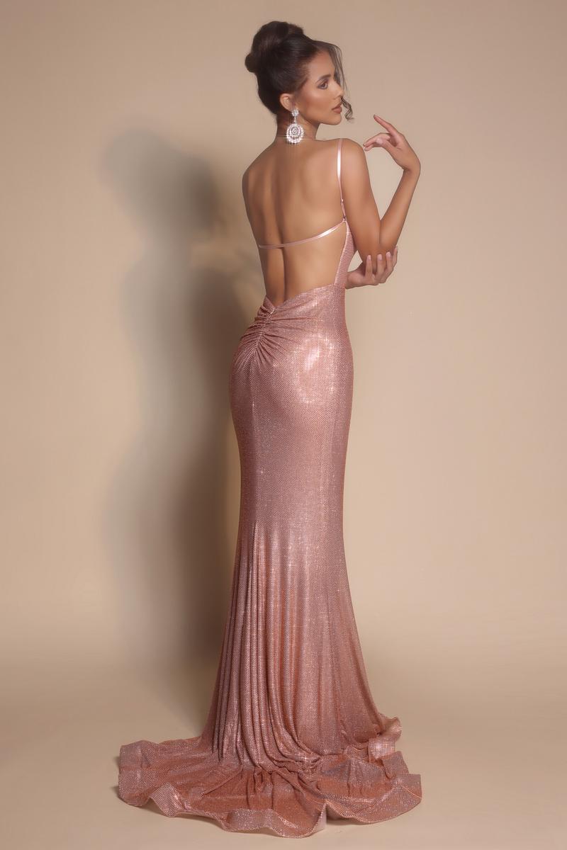 Portia and Scarlett Cowl Neck Open Back Prom Dress PS26068 - Image 4