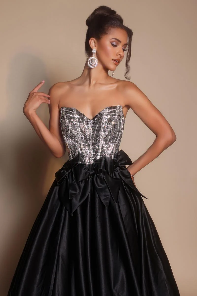 Portia and Scarlett Rhinestone Bow A-line Prom Dress PS26077 - Image 6