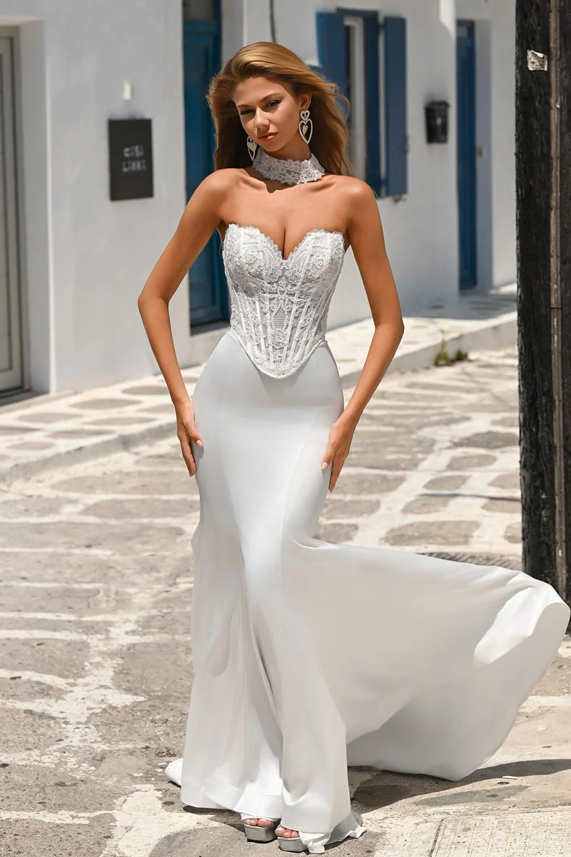 Portia and Scarlett Lace Corset Prom Dress with Choker PS26086 - Image 4