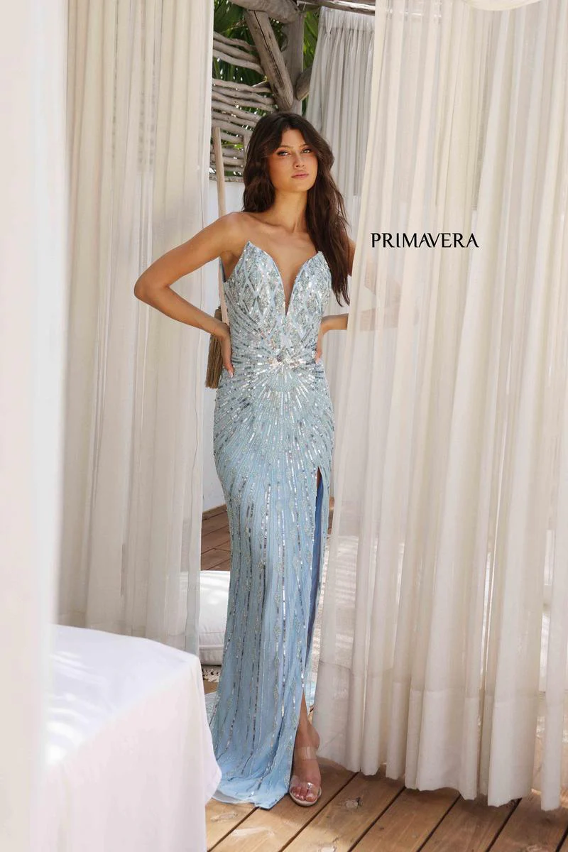 Primavera Couture Fully Beaded Strapless Long Dress 4301 - Image 3