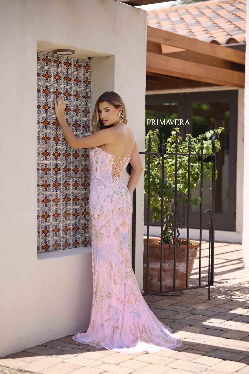 Primavera Couture Long Beaded Strapless Prom Dress 4331 - Image 4