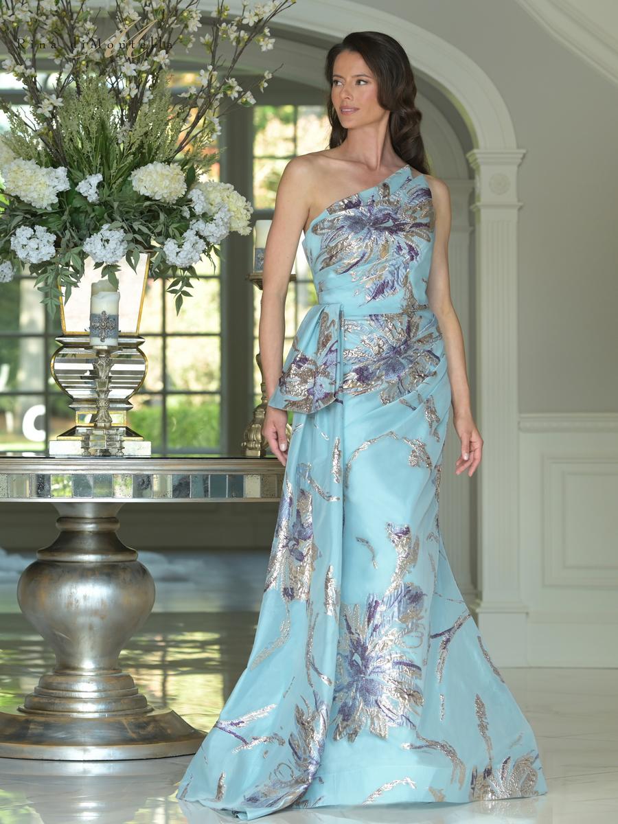 Rina di Montella One Shoulder Jacquard Organza Dress RD3233