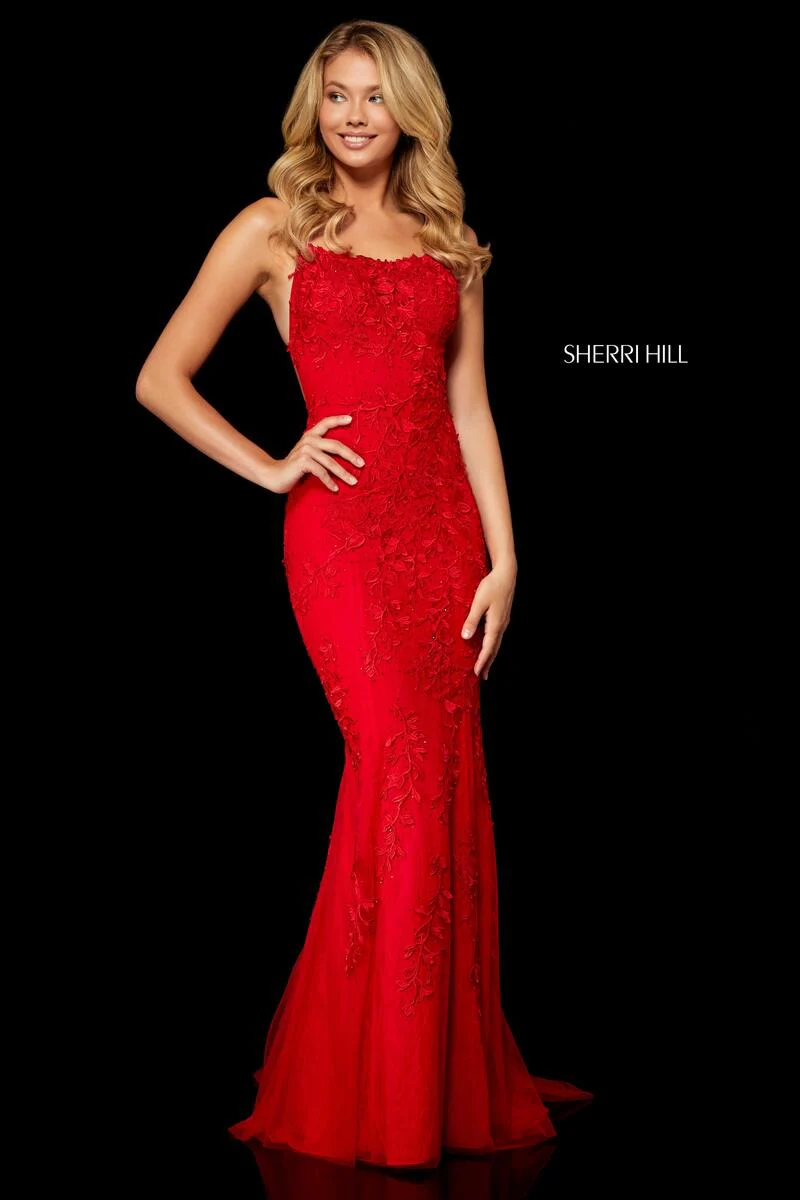 Sherri Hill Long Open Back Lace Dress 52338 - Image 4