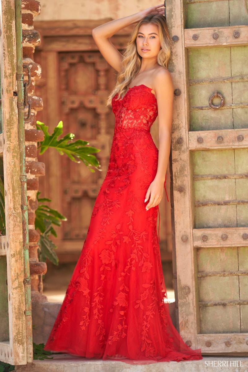 Sherri Hill Strapless Lace Dress 54227 - Image 6
