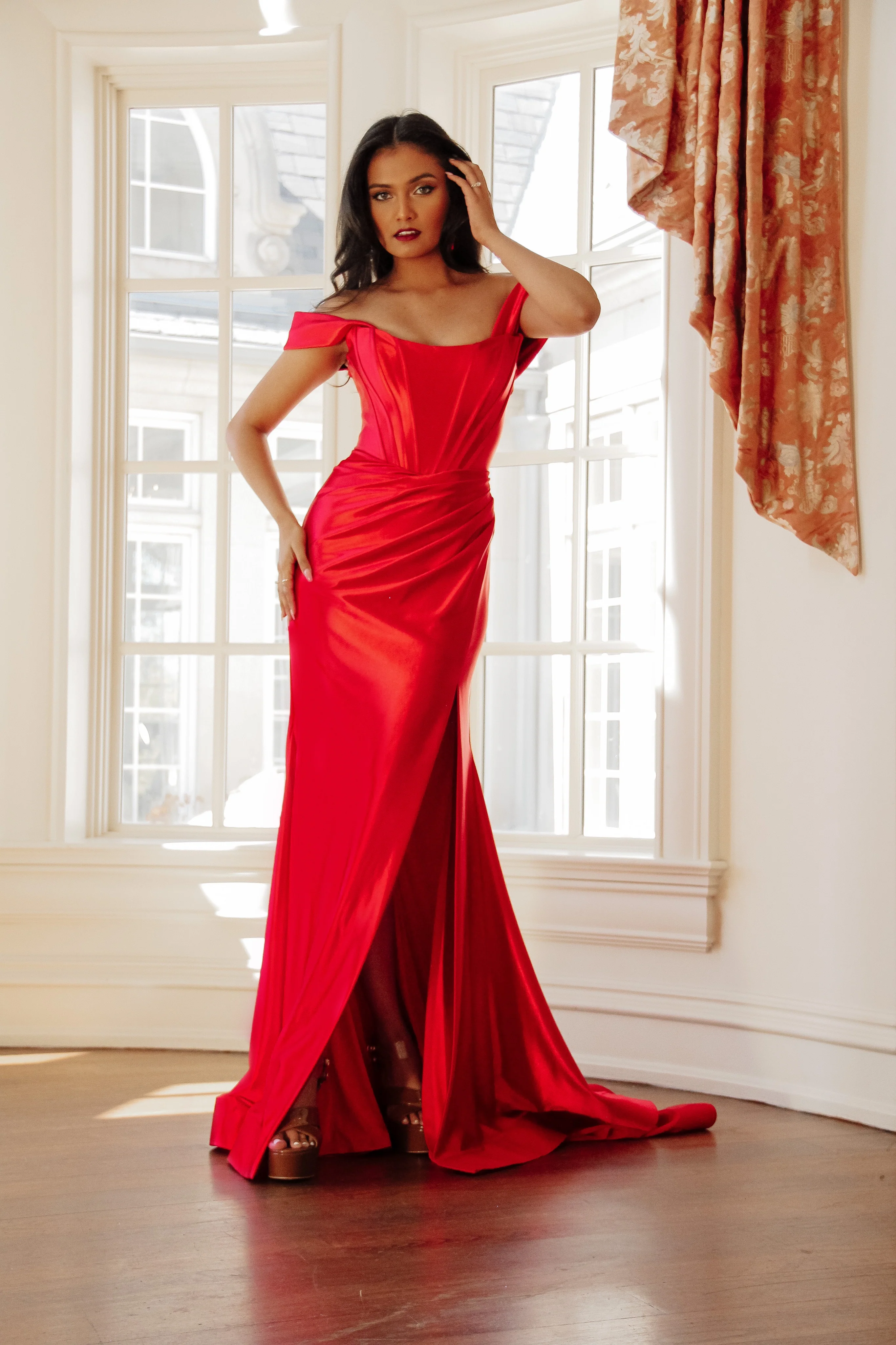Sherri Hill Long Satin Corset Dress 54923 - Image 6