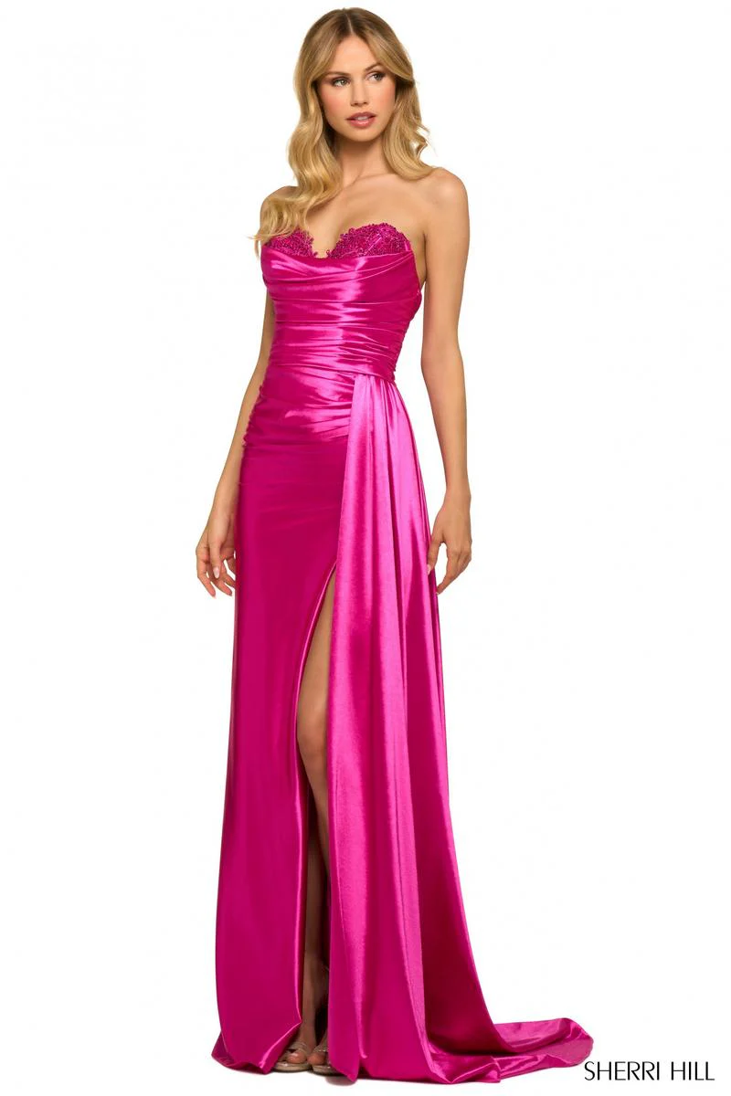 Sherri Hill Long Satin Prom Dress 55230 - Image 4