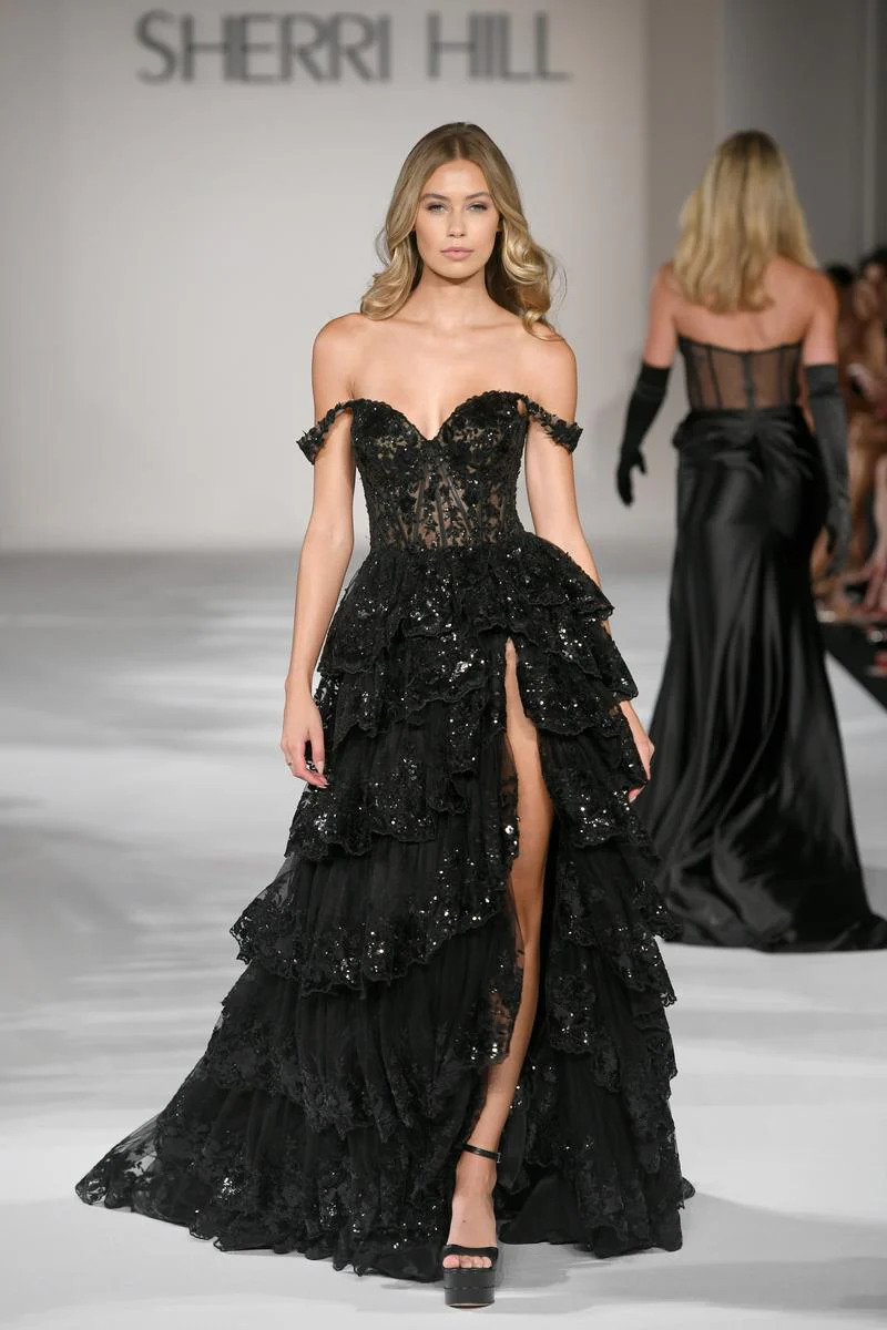 Sherri Hill Sequin Ruffle A-Line Prom Dress 55500 - Image 11
