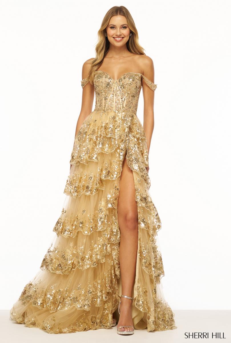 Sherri Hill Sequin Ruffle A-Line Prom Dress 55500 - Image 17