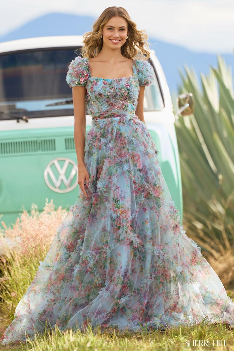 Sherri Hill Long Ruffled Dress 55560 - Image 2