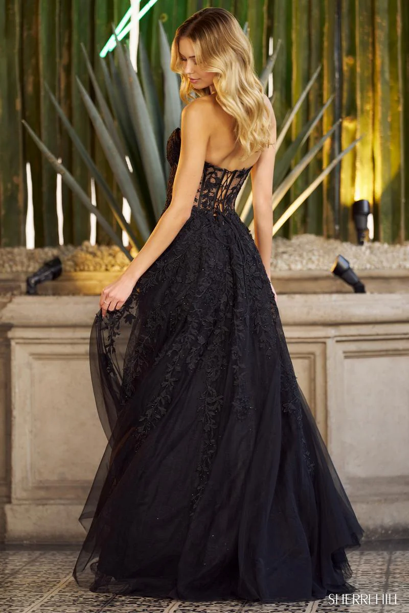 Sherri Hill Strapless Lace A-Line Prom Dress 55760 - Image 5