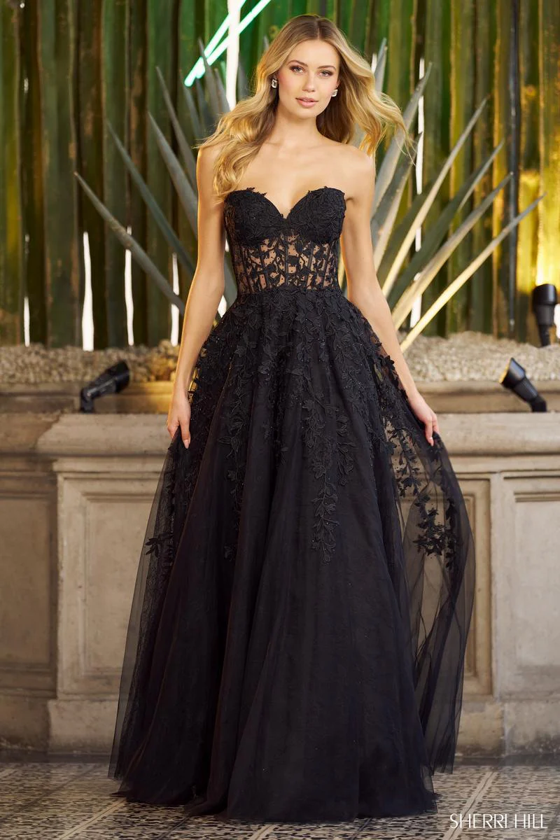 Sherri Hill Strapless Lace A-Line Prom Dress 55760 - Image 6