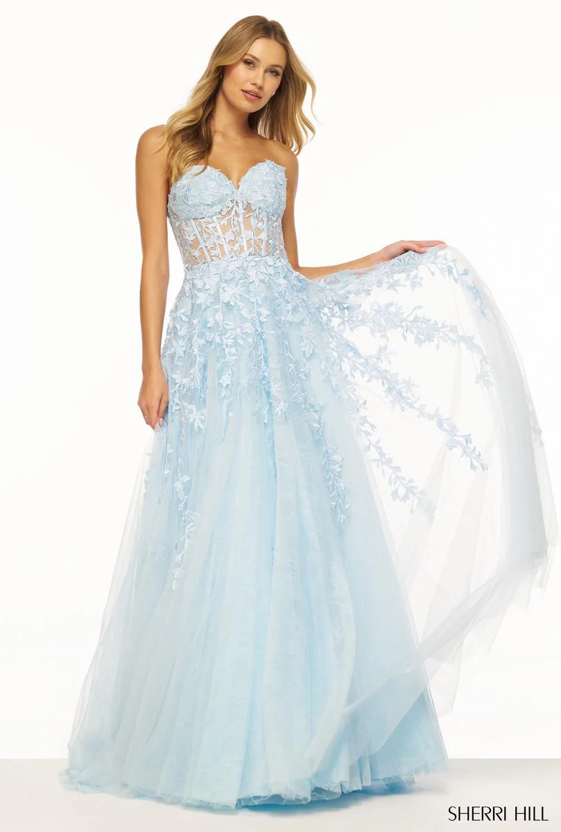 Sherri Hill Strapless Lace A-Line Prom Dress 55760 - Image 7