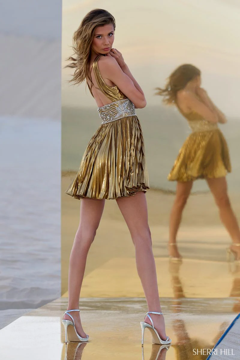Sherri Hill Pleated Keyhole Homecoming Dress 56512 - Image 4