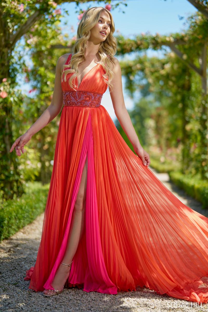Sherri Hill Pleated Chiffon Gown 56700 - Image 6