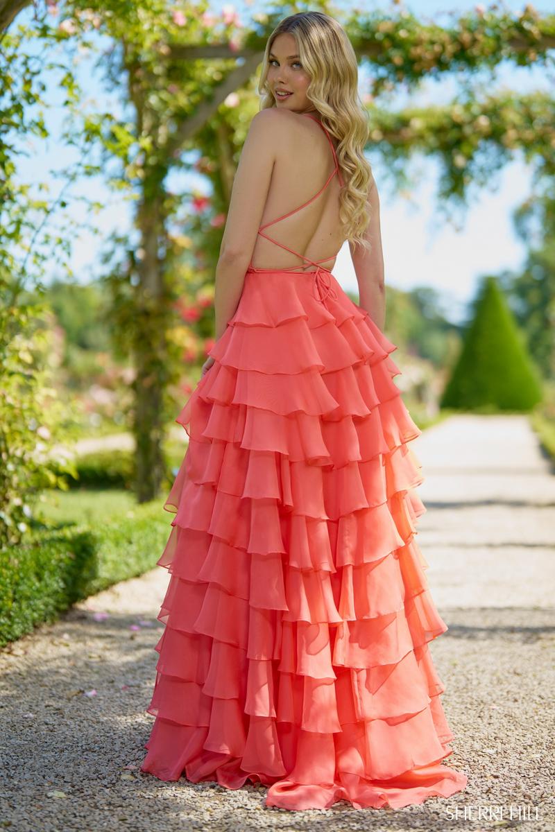 Sherri Hill Ruffle Open Back Prom Dress 56866 - Image 2