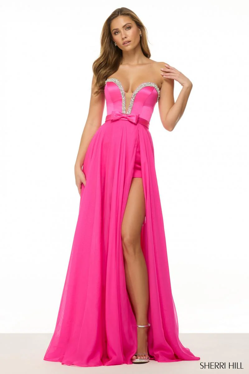 Sherri Hill Strapless Bow Waist A-Line Prom Dress 57029 - Image 3