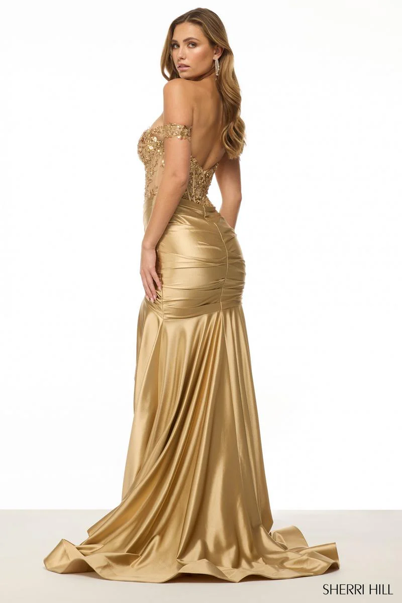 Sherri Hill Sequin Lace Corset Prom Dress 57053 - Image 2
