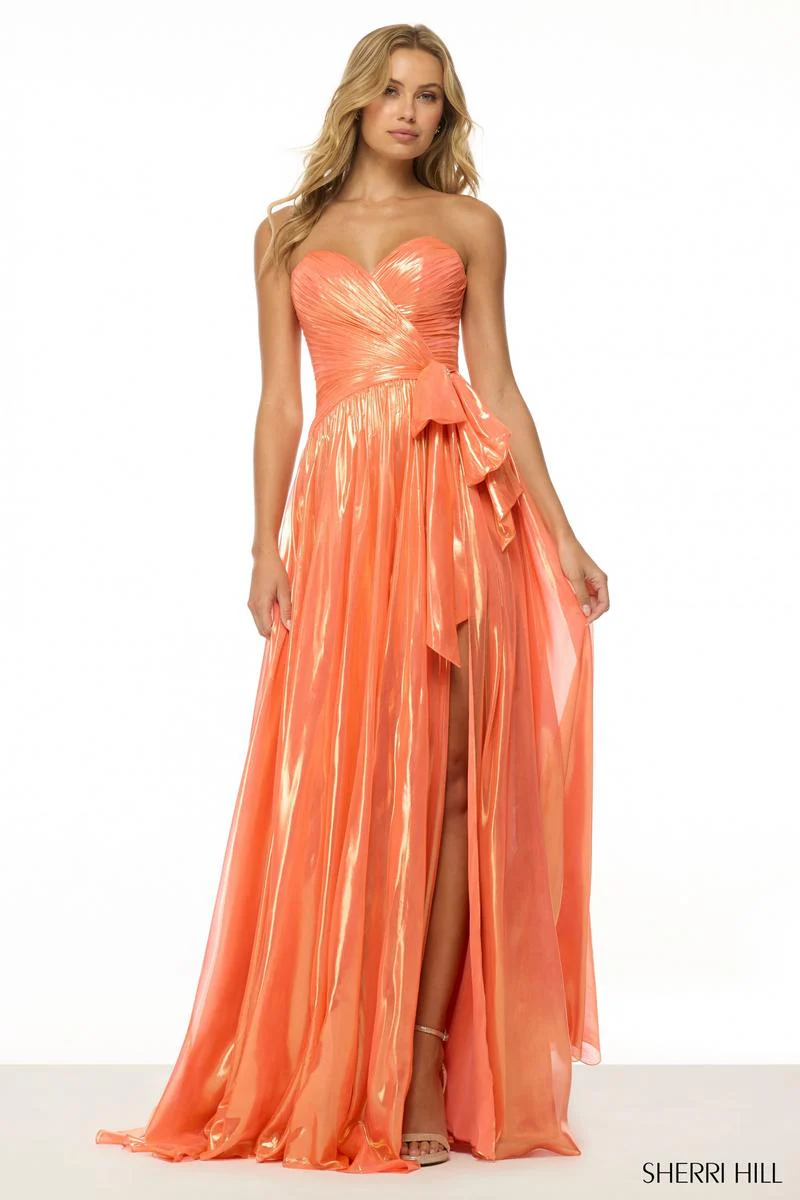 Sherri Hill Strapless Metallic Prom Dress 57080 - Image 3