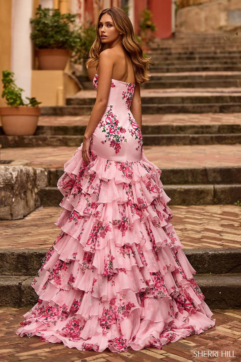 Sherri Hill Strapless Ruffle Floral 57144 - Image 3