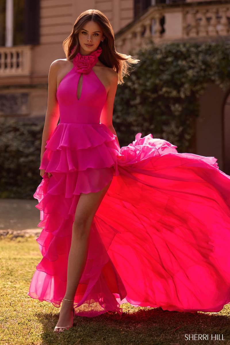 Sherri Hill Halter High Neck Ruffle Prom Dress 57305 - Image 4