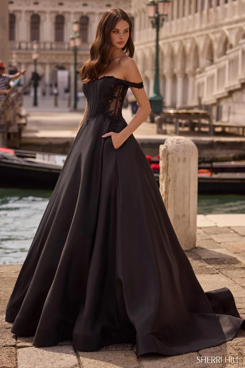 Sherri Hill A-Line Off Shoulder Prom Dress 57517 - Image 6