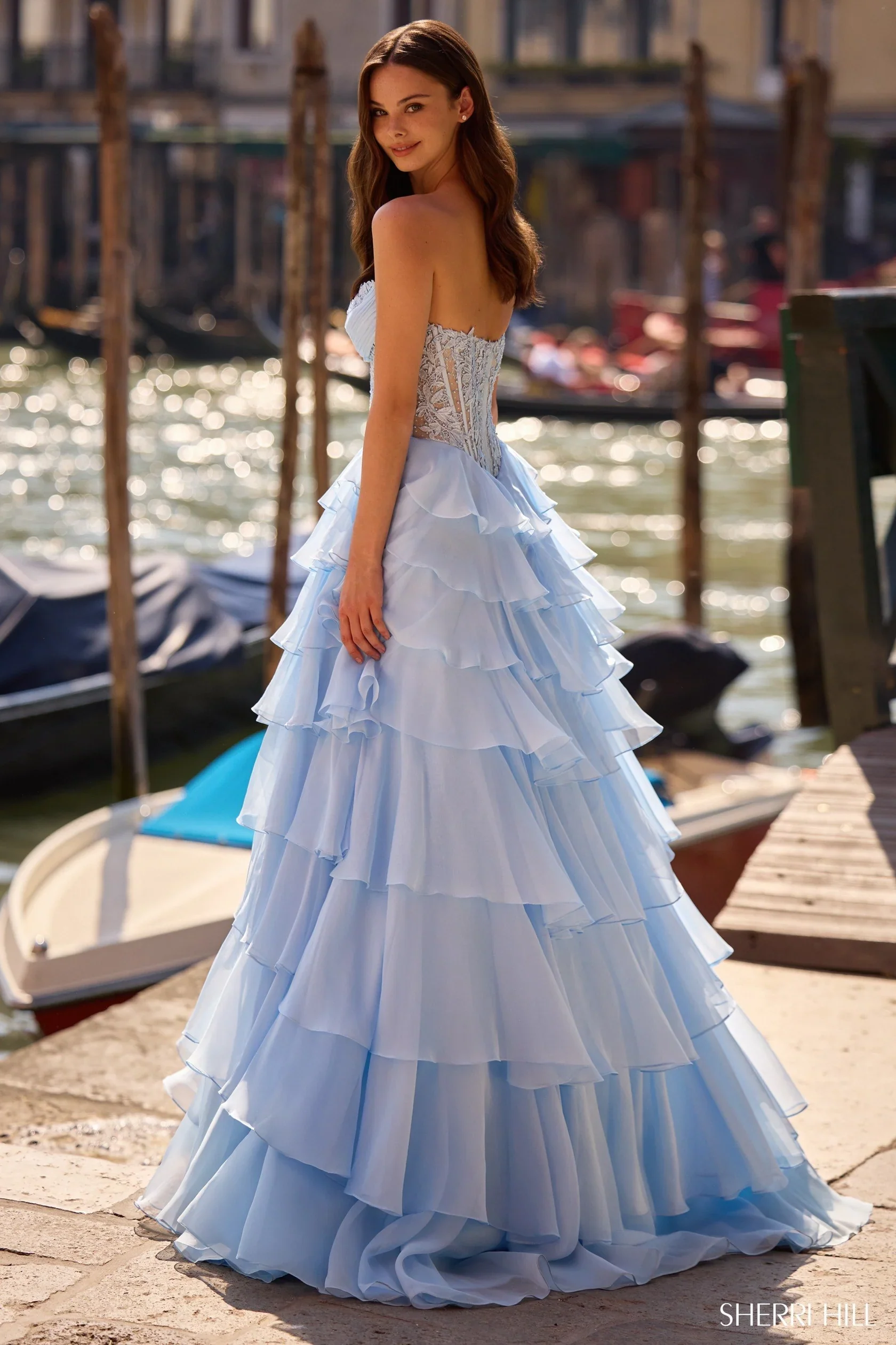 Sherri Hill Strapless Ruffle Prom Dress 57542 - Image 3