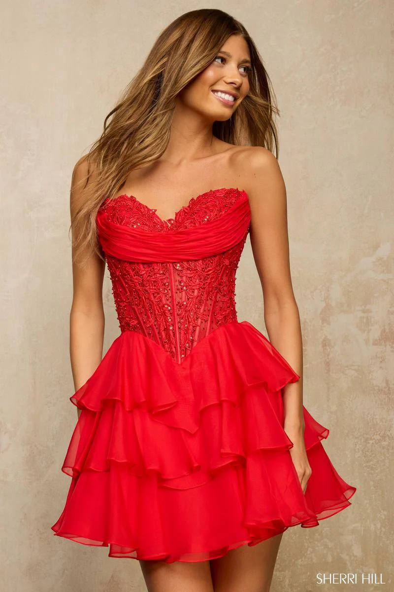 Sherri Hill Corset Ruffle Homecoming Dress 57572 - Image 8