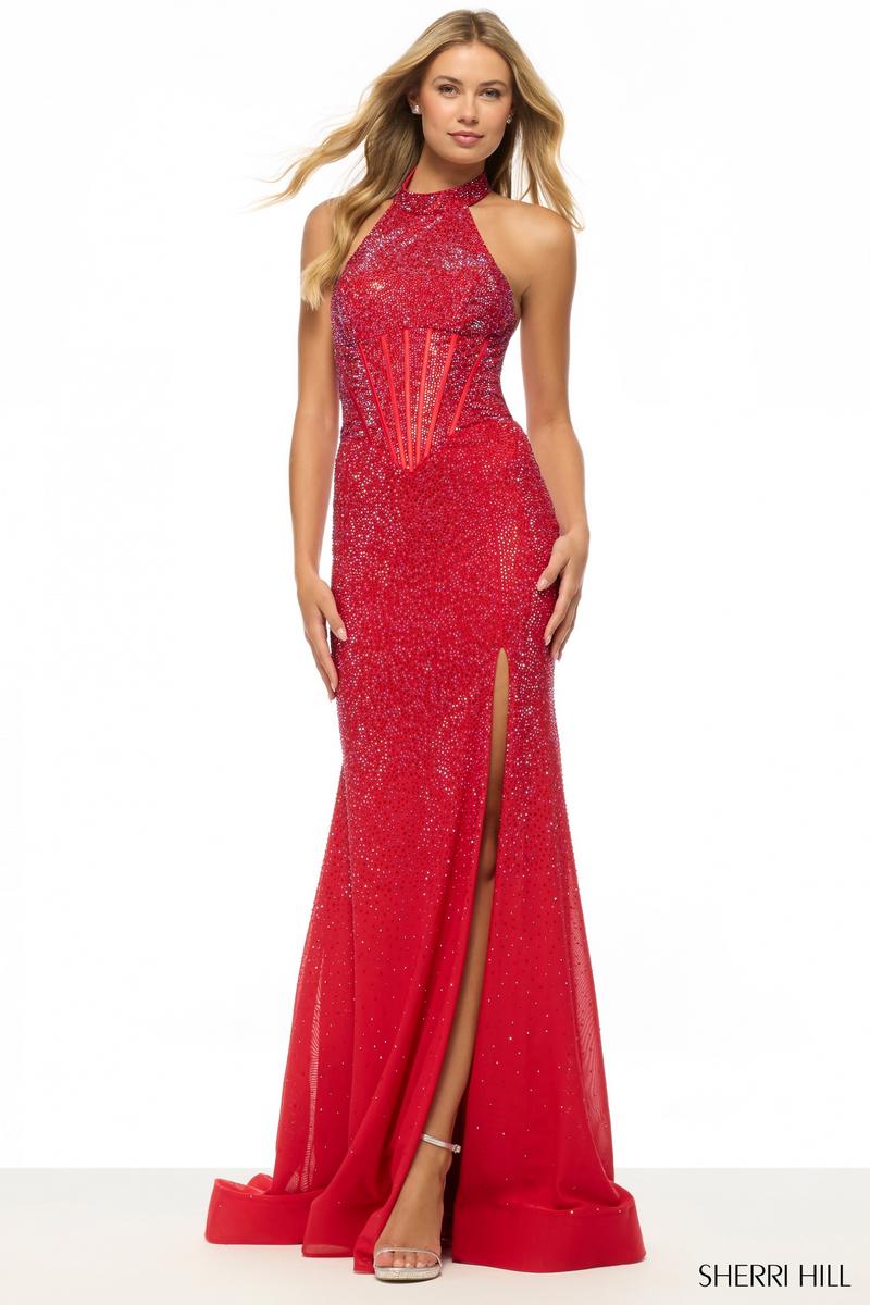 Sherri Hill High Neck Hot Stone Prom Dress 57711 - Image 3