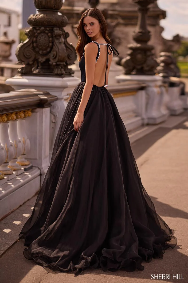 Sherri Hill Pearl Accent Open Back Prom Dress 57713 - Image 2
