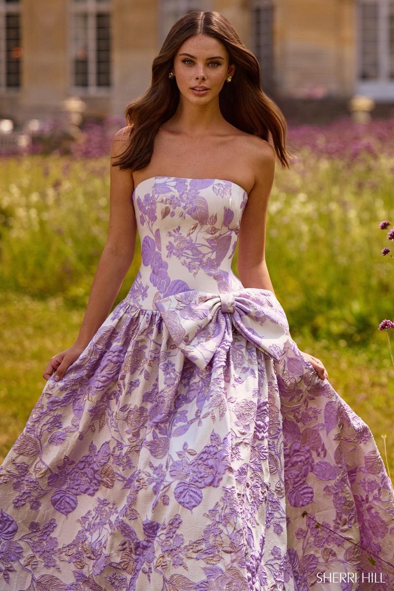 Sherri Hill Drop Waist Brocade Prom Dress 57730 - Image 3