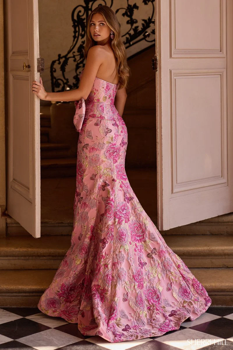 Sherri Hill Bow Brocade Prom Dress 57762 - Image 4