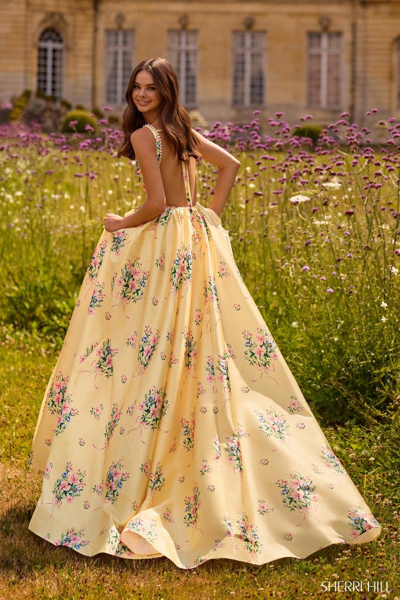 Sherri Hill Floral Print Ball Gown Dress 57783 - Image 2