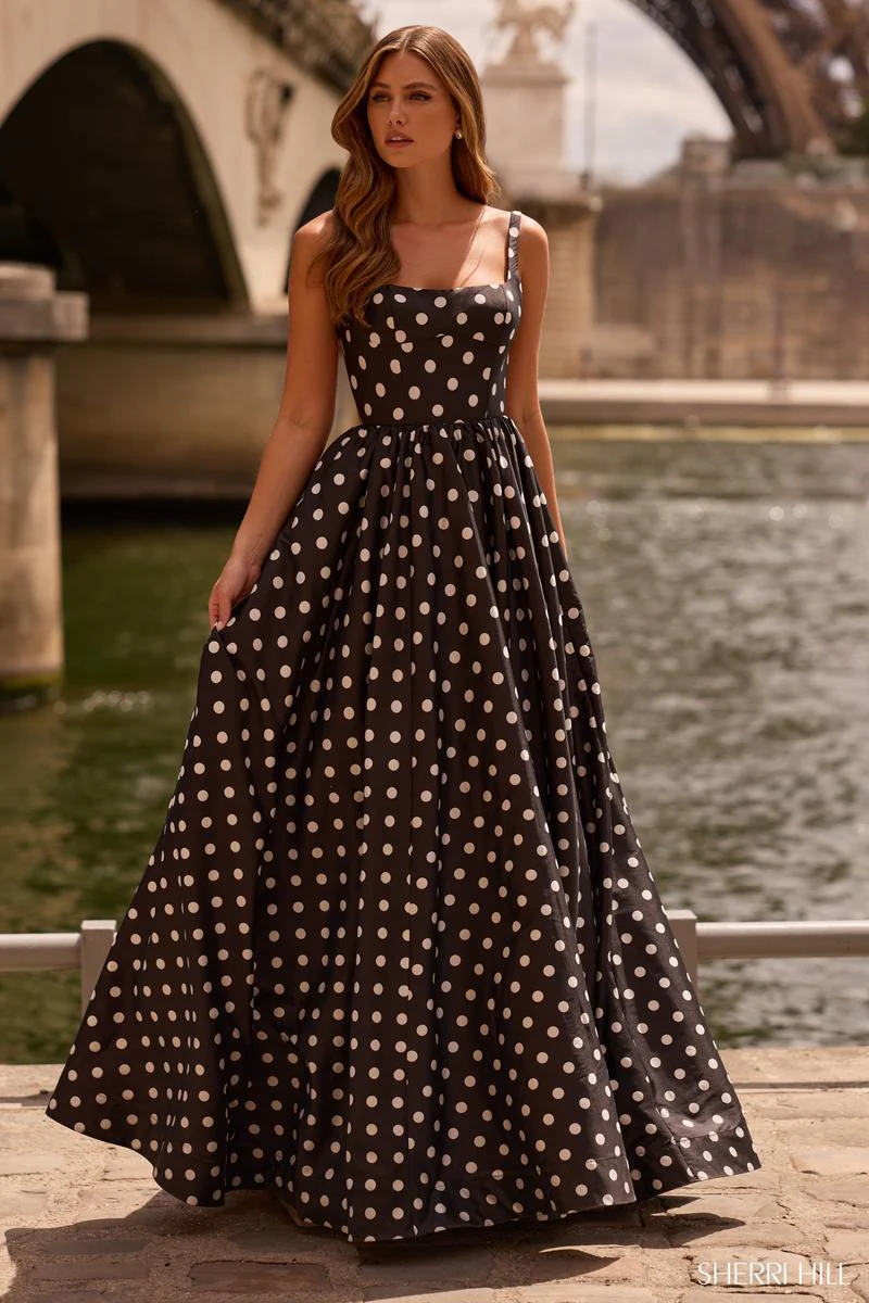 Sherri Hill Polka Dot Ball Gown Dress 57787 - Image 4