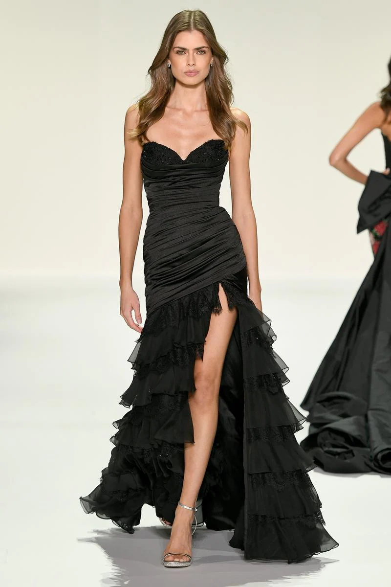 Sherri Hill Ruched Ruffle Lace Prom Dress 57874 - Image 3