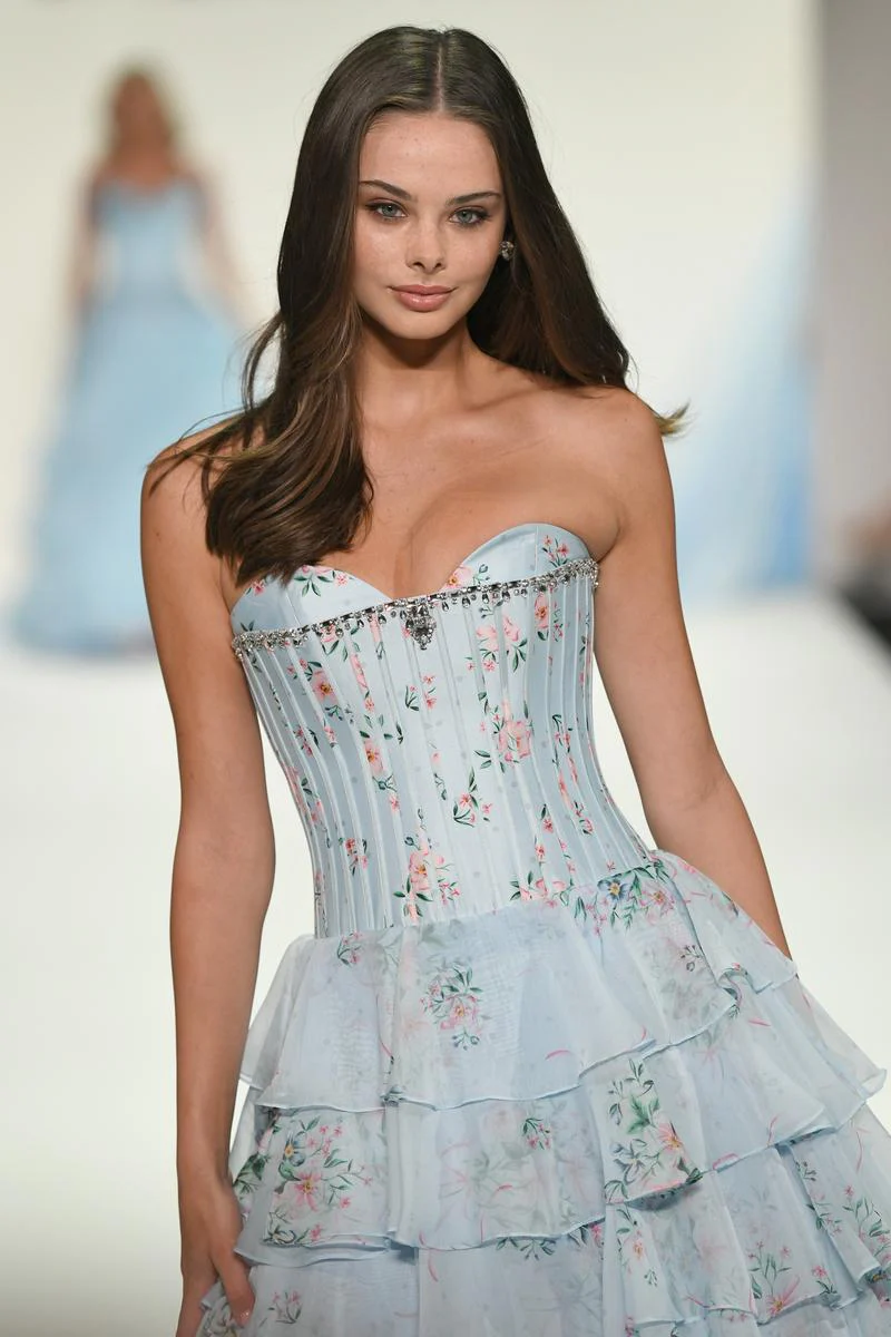 Sherri Hill Floral Print Corset Prom Dress 57913 - Image 2