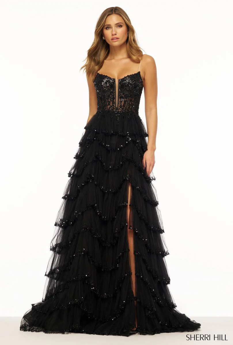 Sherri Hill Lace and Tulle A-line Prom Dress 56193 - Image 8