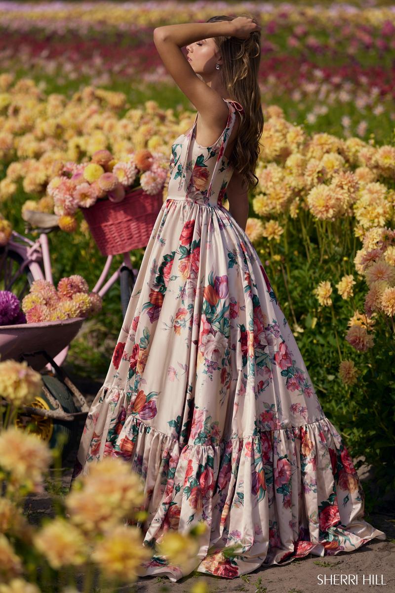 Sherri Hill Floral Print Long Prom Dress 56285 - Image 2