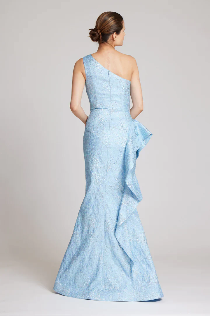 Teri Jon One Shoulder Jacquard Evening Gown 217028 - Image 8