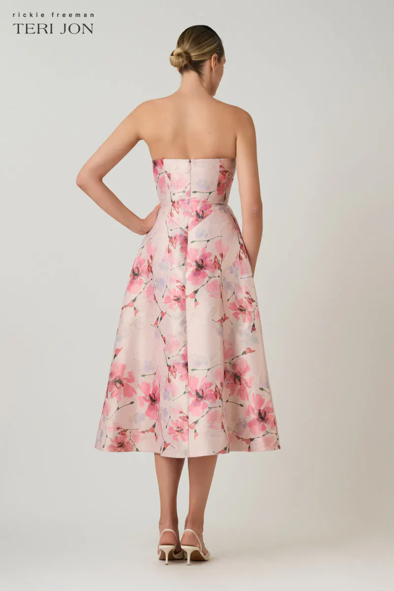 Teri Jon Strapless Tea Length Dress 269201 - Image 2
