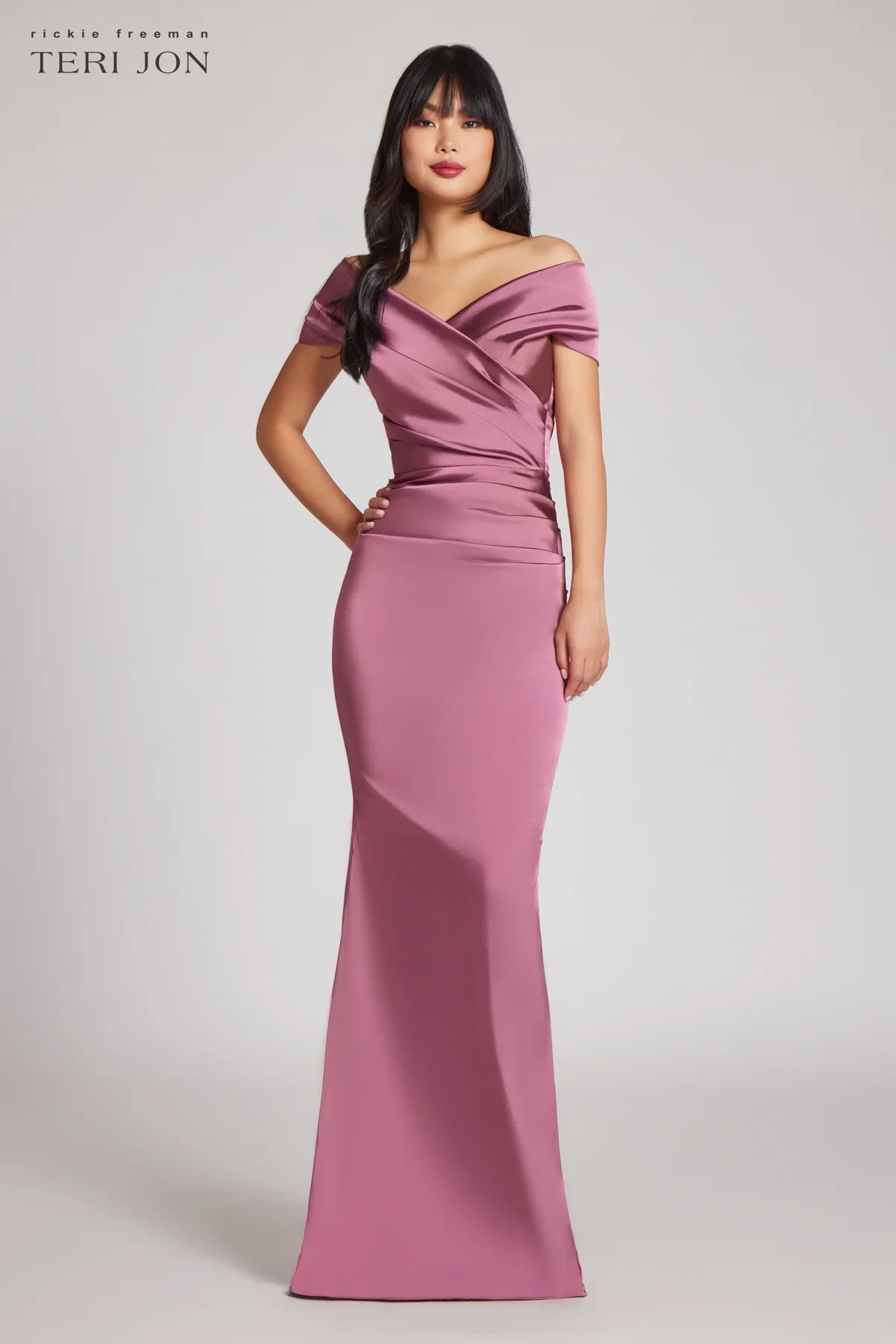 Teri Jon Stretch Satin Evening Gown 96022 - Image 5