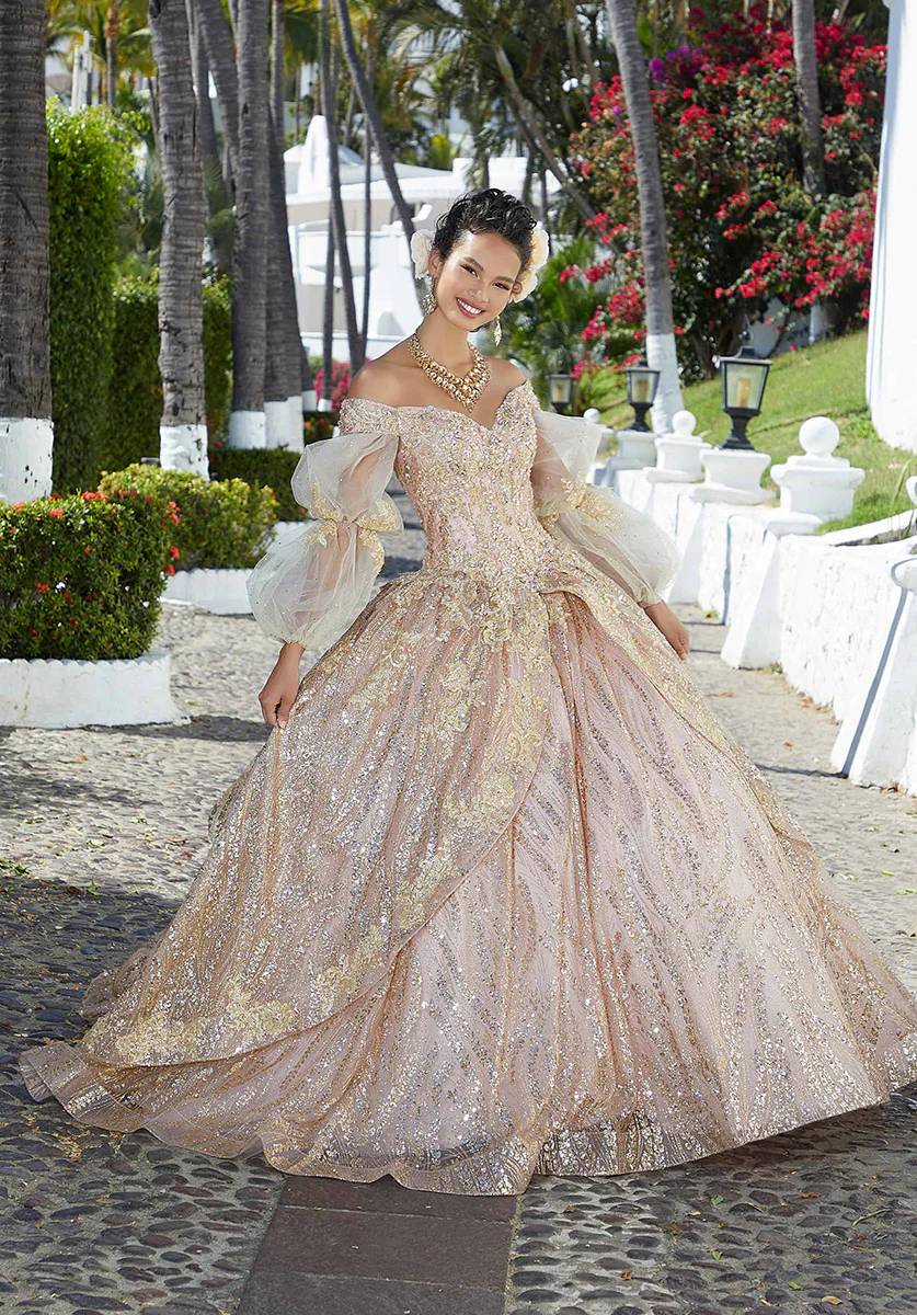Vizcaya by Morilee Metallic Sparkle Quince Dress 89361 - Image 3