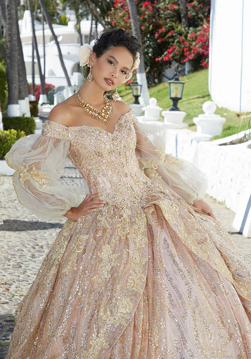 Vizcaya by Morilee Metallic Sparkle Quince Dress 89361 - Image 7