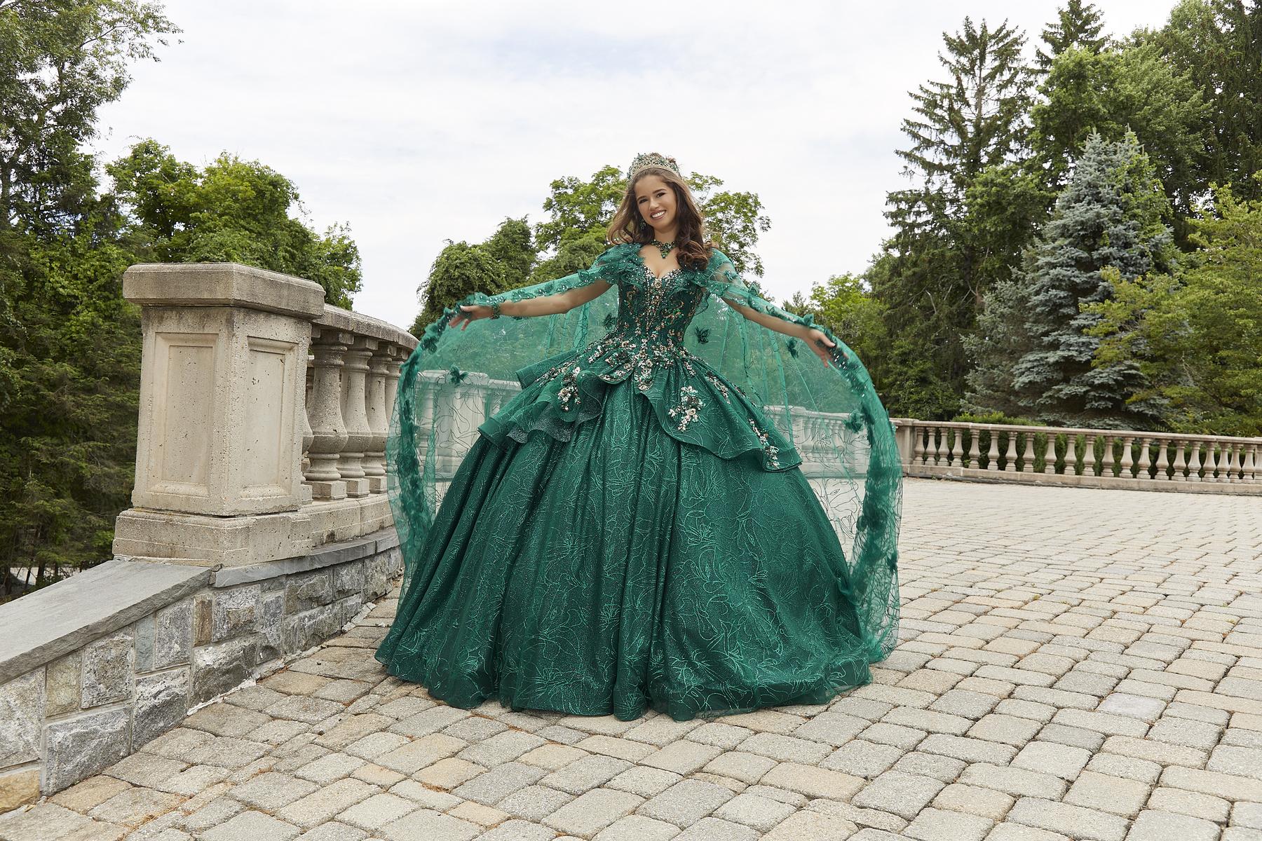 Vizcaya by Morilee Butterfly Glitter Quince Cape 89418