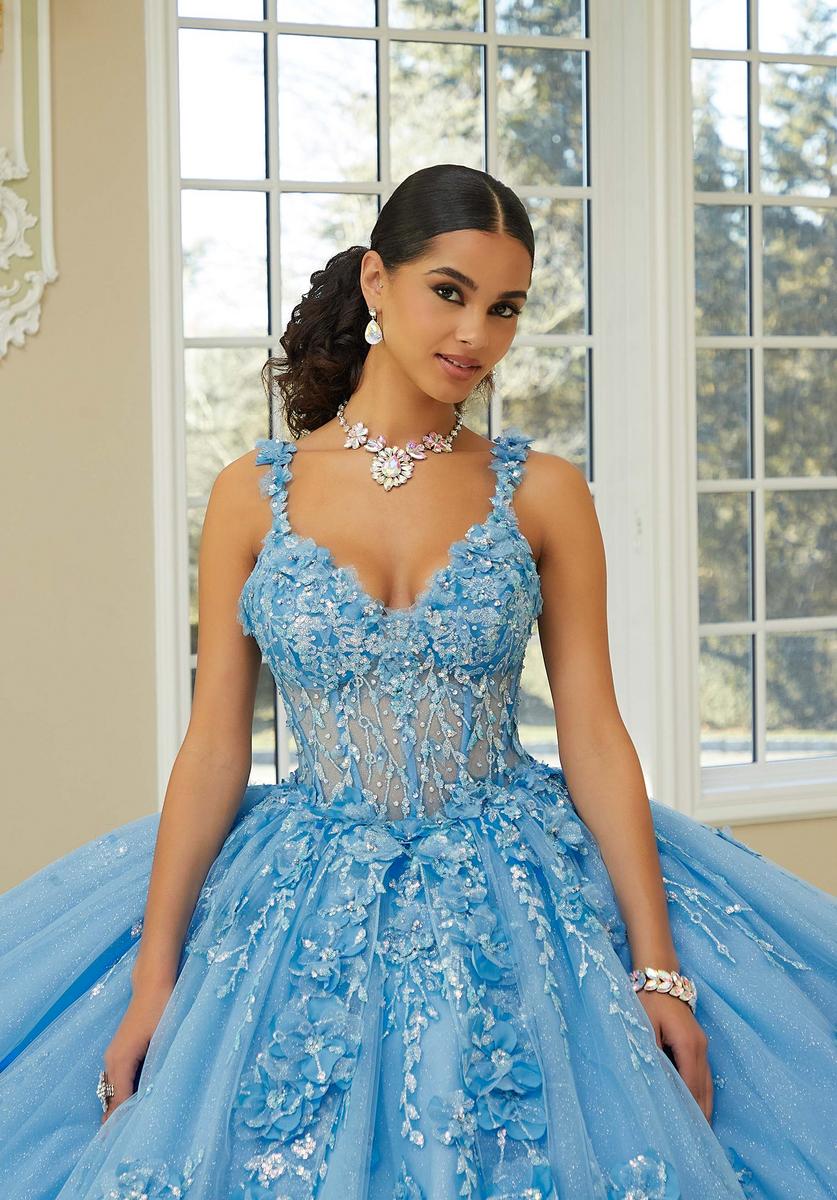 Vizcaya by Morilee 3D Floral Glitter Quince Dress 89475 - Image 5