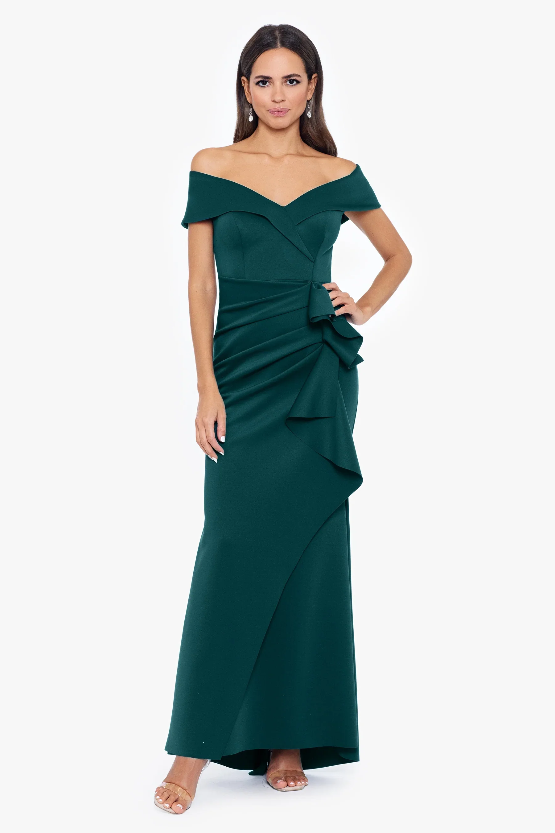 Xscape Evenings "Patti" Off the Shoulder Scuba Crepe Dress 4793X - Image 11